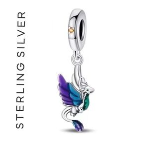 🌟 S925 Sterling Silver Flying Dragon Dangle Charm